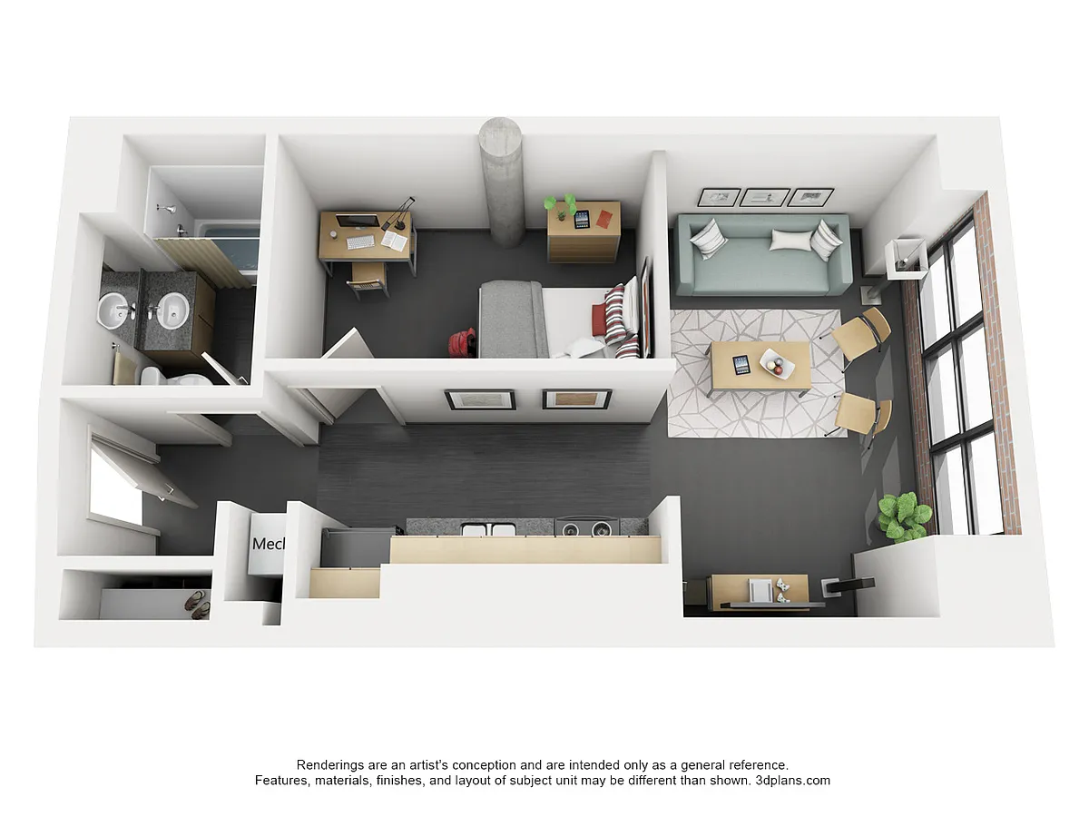 Floor plan Canfield - Studio