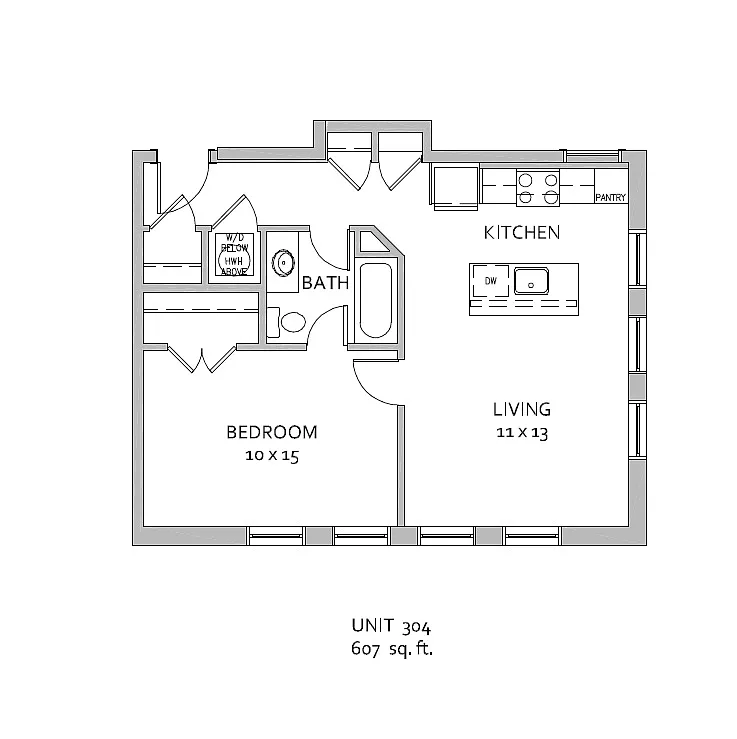 Floor plan One Bedroom 304