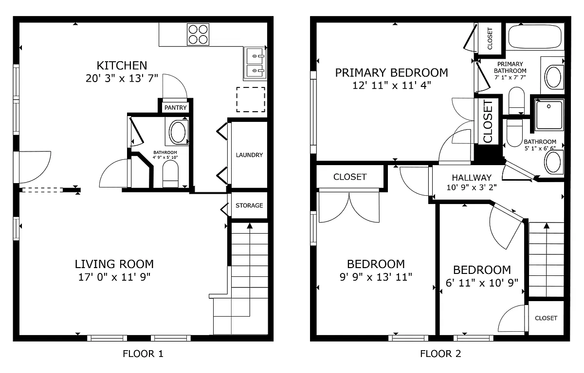 Floor plan 3 Bedroom 2.5 Bath