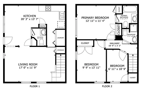 Floor plan 3 Bedroom 2.5 Bath