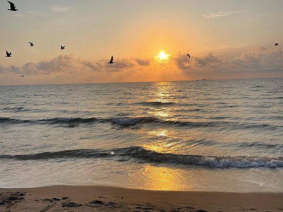 Sunrise- the beach is only a mile away