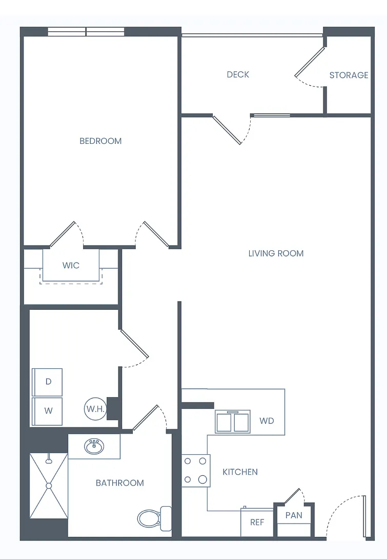 Floor plan One Bedroom- 1010 Sq Ft