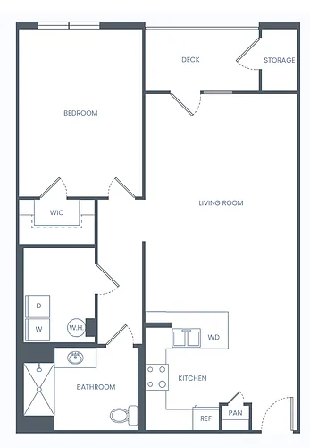 Floor plan One Bedroom- 1010 Sq Ft