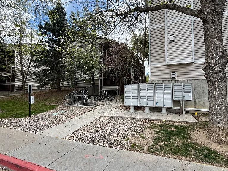Main floor unit bike rack right outside along with mail box