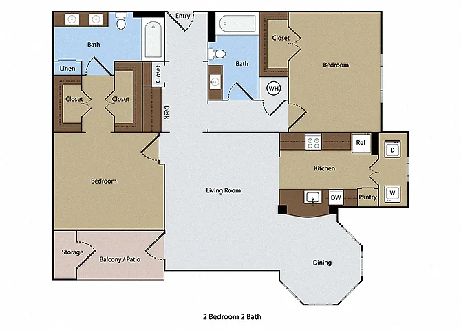 Floor plan Torrey Pines 2 BR 2 BA