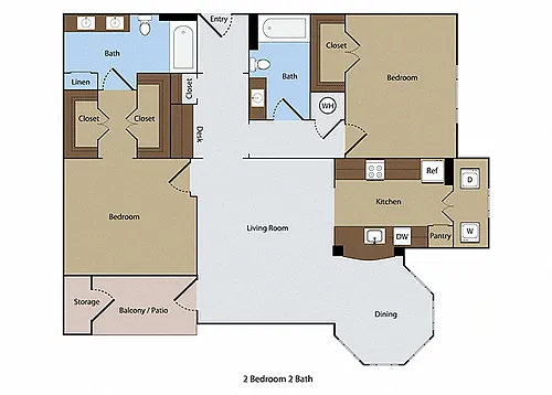 Floor plan Torrey Pines 2 BR 2 BA