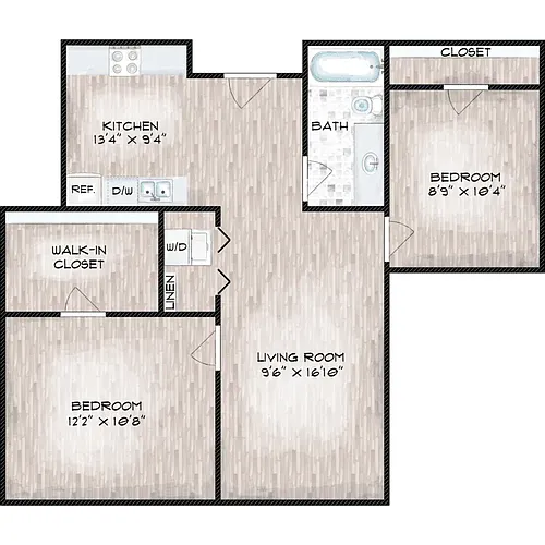 Floor plan Corner Two Bedroom