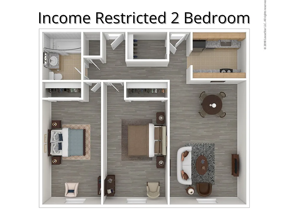 Floor plan 2 Bedroom Income Restricted