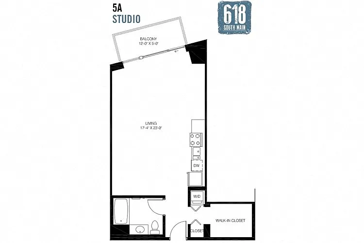 Floor plan Studio 1 Bath 706 sq. ft.