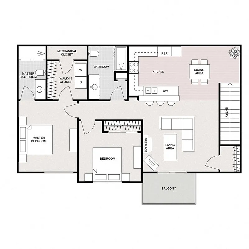 Floor plan Two Bedrooms Two Bathrooms Upper Inside