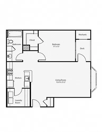 Floor plan 1E1 Elmwood