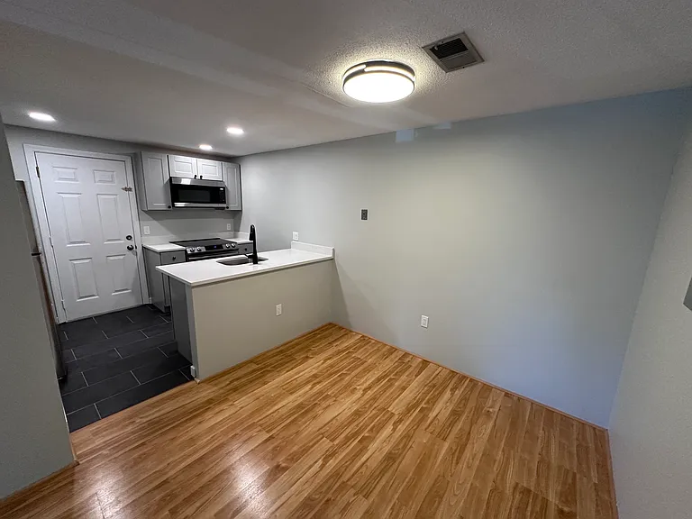 Renovated kitchen from dining room