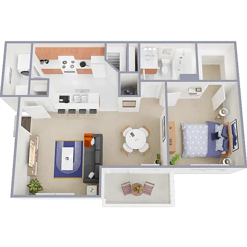 Floor plan 1 Bed 1 Bath B