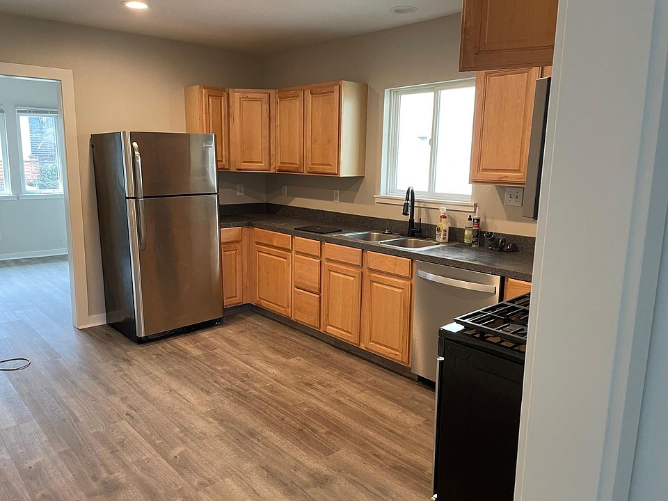 Kitchen with new stainless steel appliances