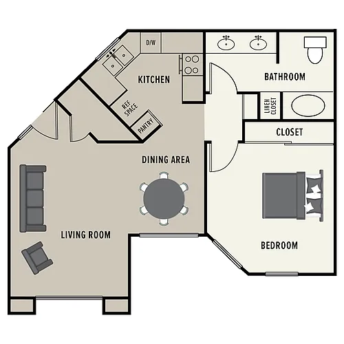 Floor plan 1 Bedroom 1 Bath - Large