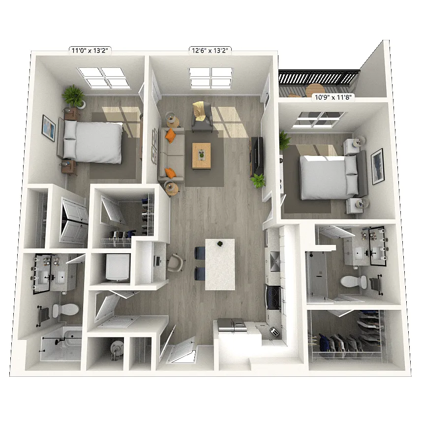Floor plan B1 2x2 1068 SF-FP