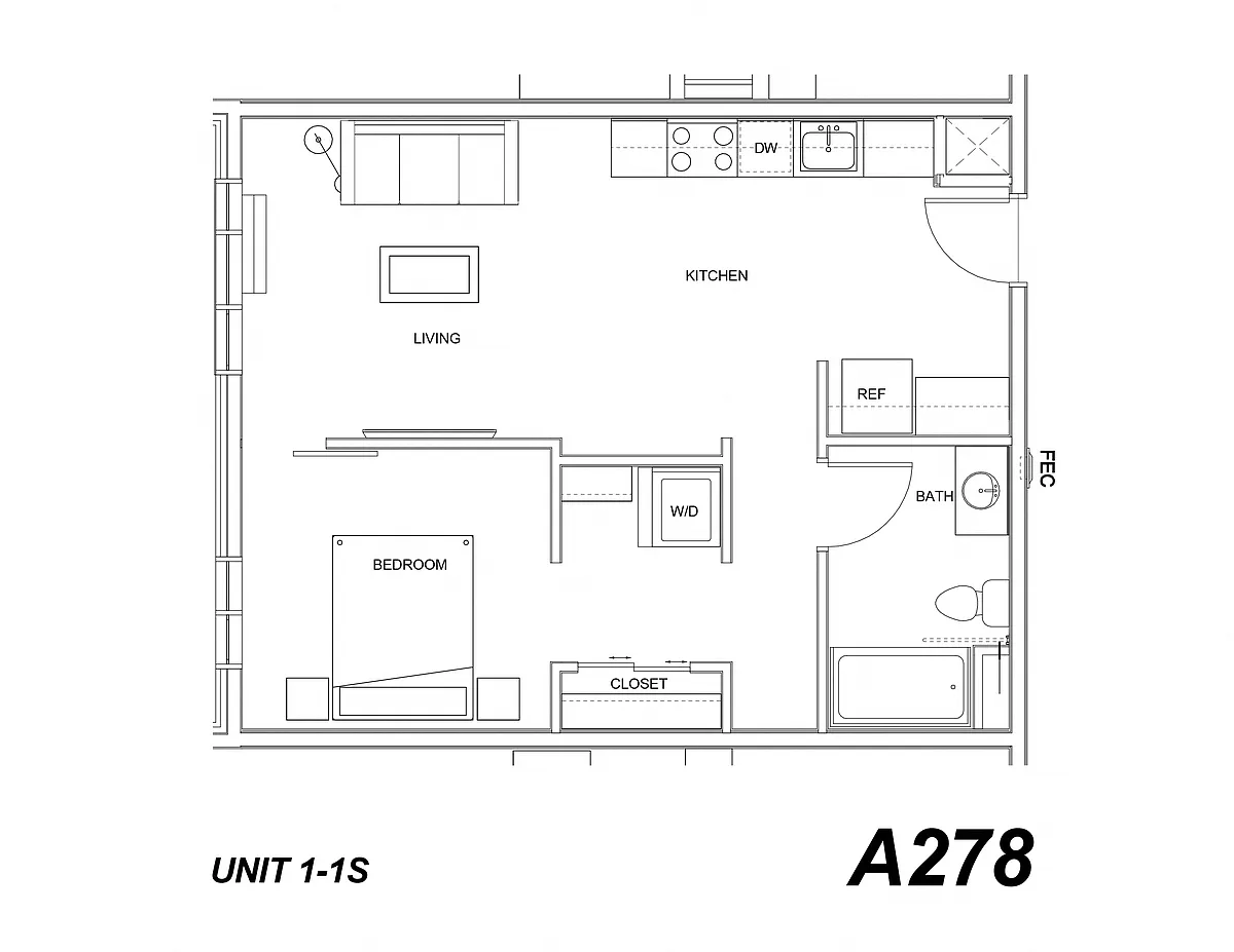 Floor plan One Bed One Bath S