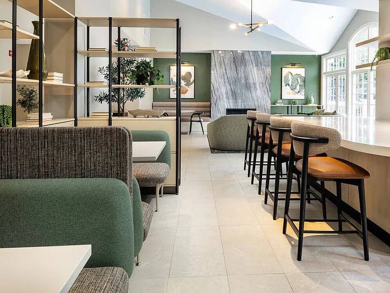 Resident lounge with multiple seating areas