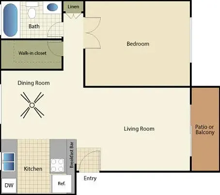 2D Rendering of a 1 Bed Floor Plan 2D Rendering of a 1 Bed Floor Plan