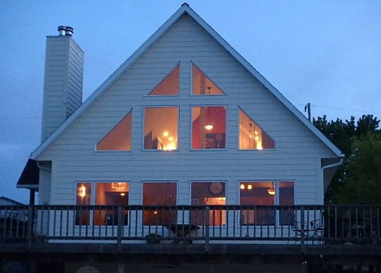 A-frame view facing lake 
