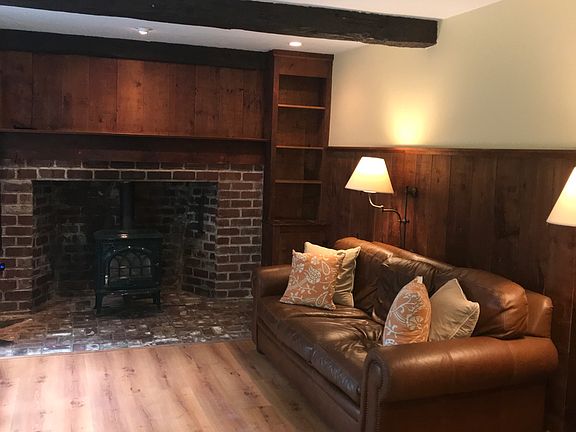 Den with gas stove 