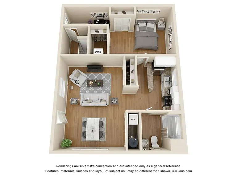 A 3D floor plan rendering of The Magnolia Palm.