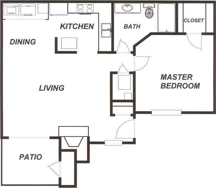 Floor plan A180 AMELIA - 1 Bedroom, 1 Bathroom