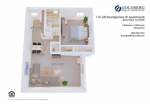 Floor plan One Bedroom Dining Area