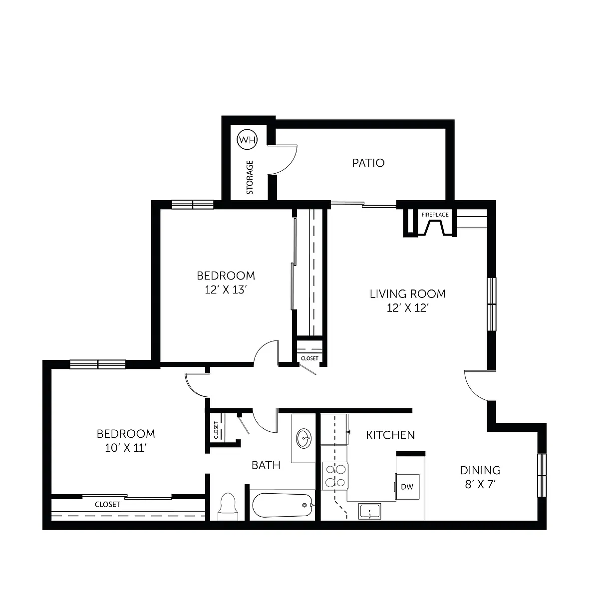 Floor plan 2 Bedroom 1 Bath