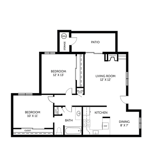 Floor plan 2 Bedroom 1 Bath