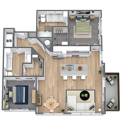 Floor plan B7: 2 Bed 2 Bath