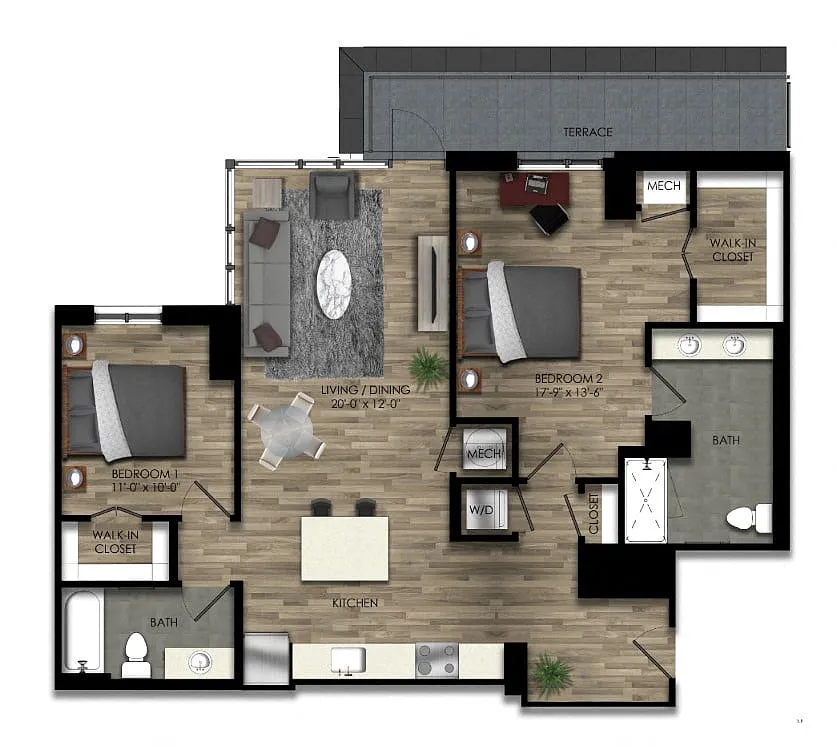 Floor plan 2 Bed/2 Bath-26W