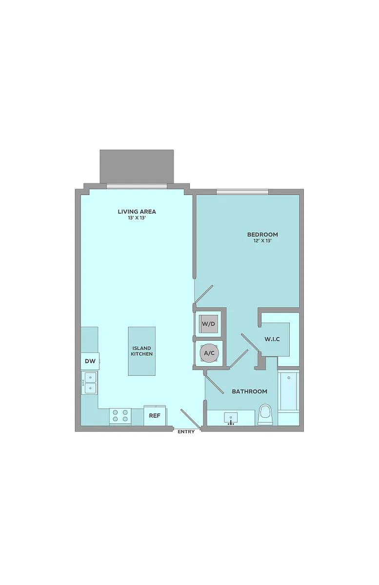 Floor plan 1 Bedroom, 1 Bathroom