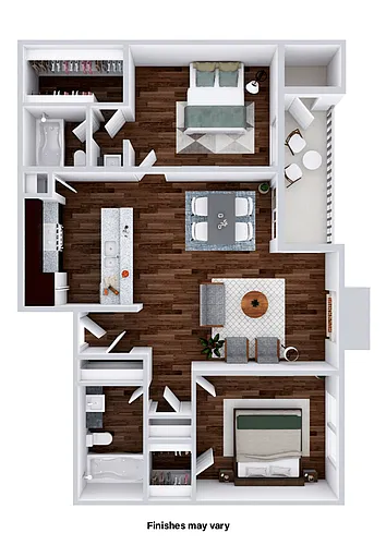 Floor plan B1 - Two Bedroom Two Bath