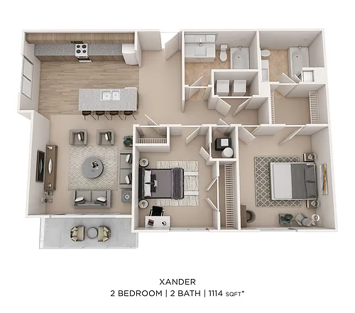 Floor plan 2 Bed 2 Bath Xander