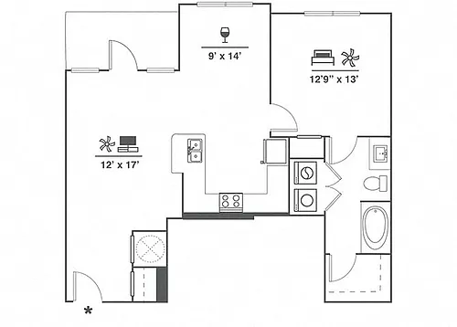 Floor plan 1x1 A2E