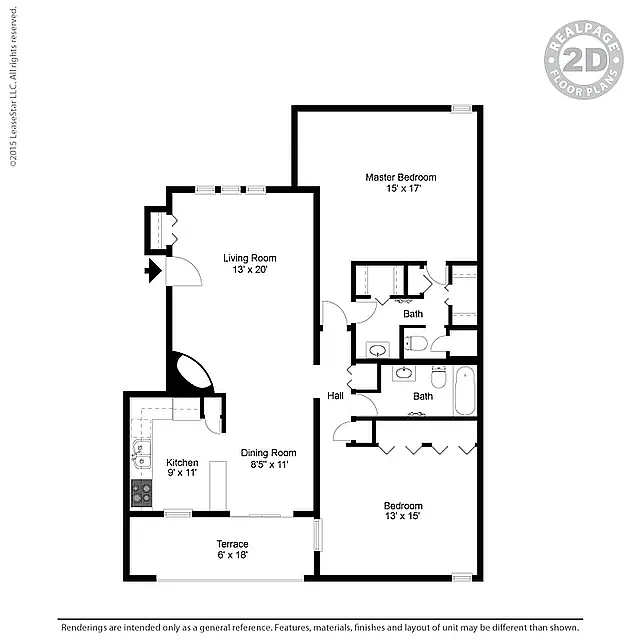 Floor plan 2 Bedroom 2 Bath