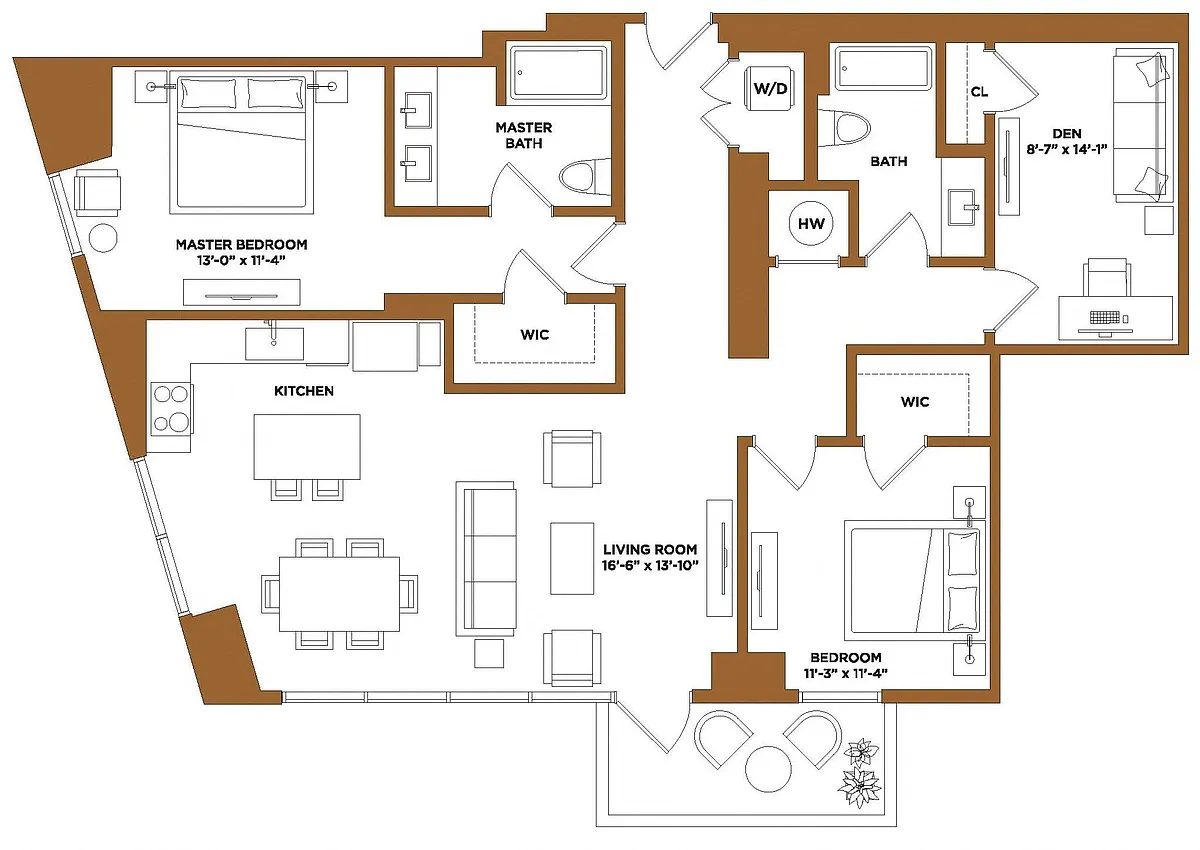 Floor plan 2 Bed/2 Bath-L