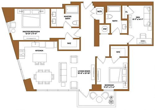 Floor plan 2 Bed/2 Bath-L