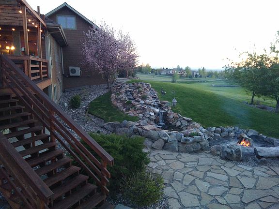 Water feature and firepit