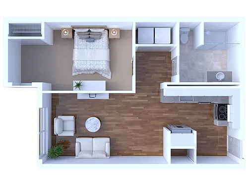 Floor plan 1 Bedroom/1 Bathroom Hotel-655