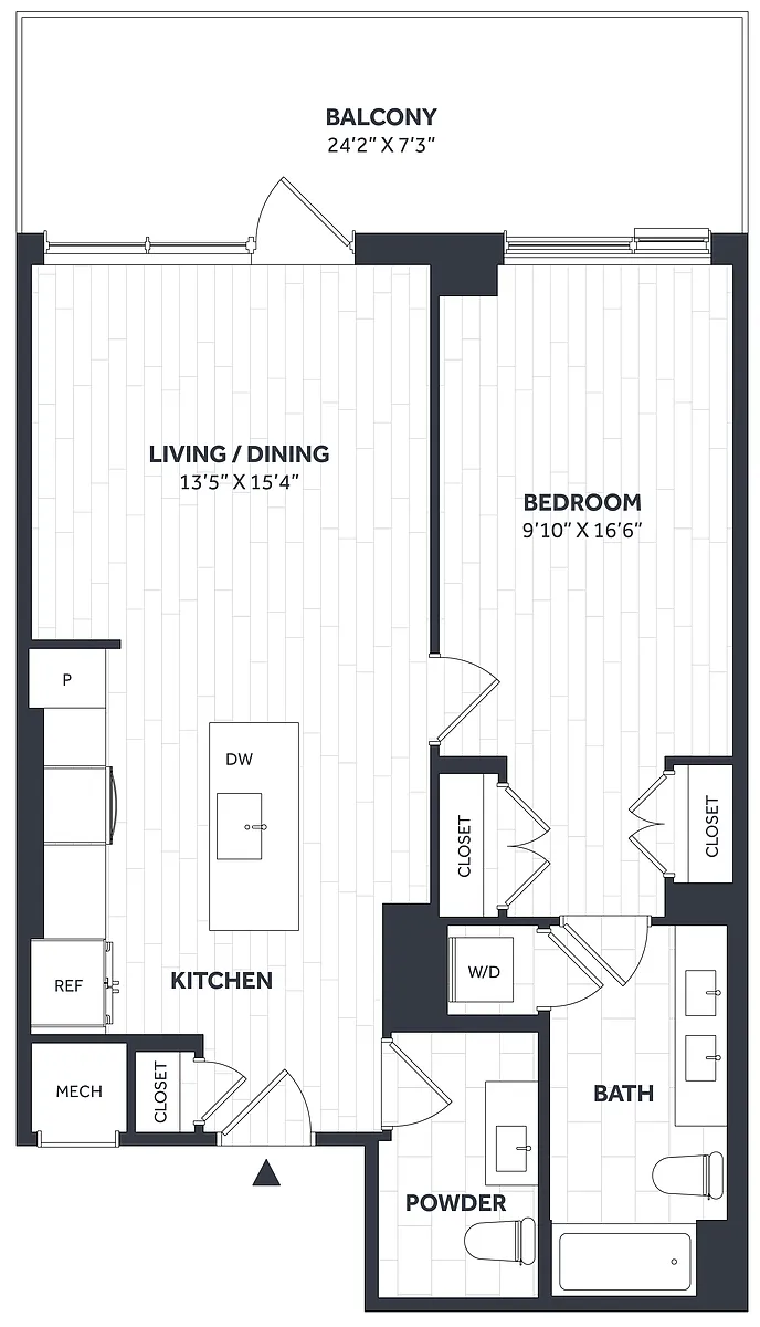Floor plan 1 Bed/1.5 Bath PH - Stratos - BB06