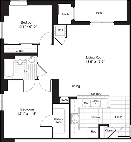 Floor plan 2 Bedrooms X