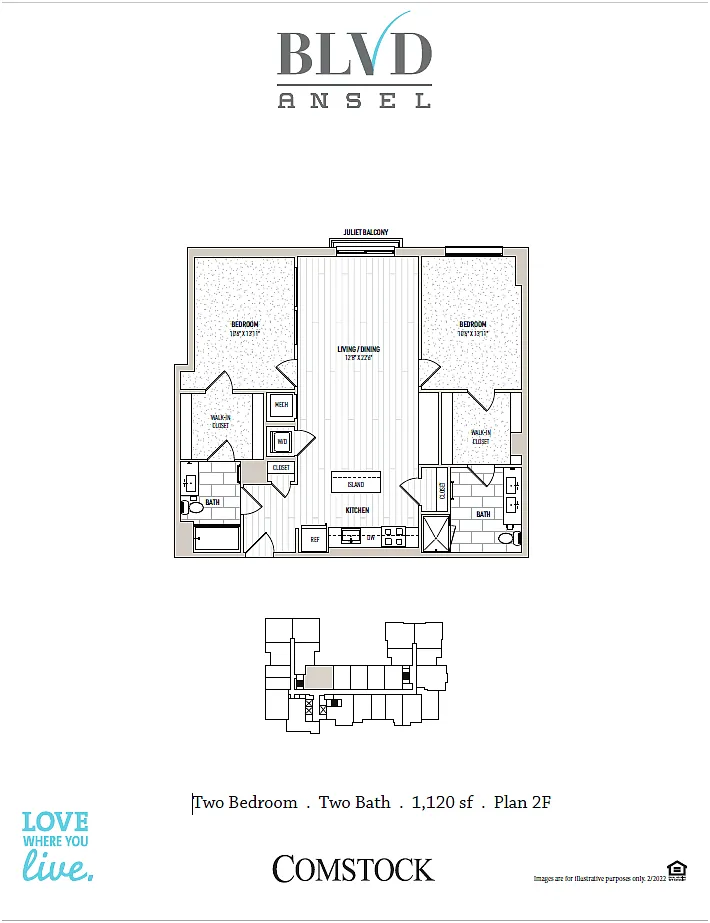 Floor plan 2 Bed/2 Bath-2F