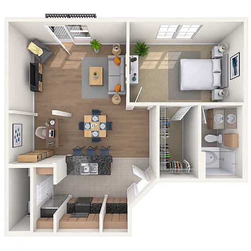 Floor plan Traditional 1x1 840 SF