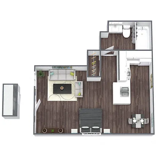 Floor plan S1: 0 Bed 1 Bath