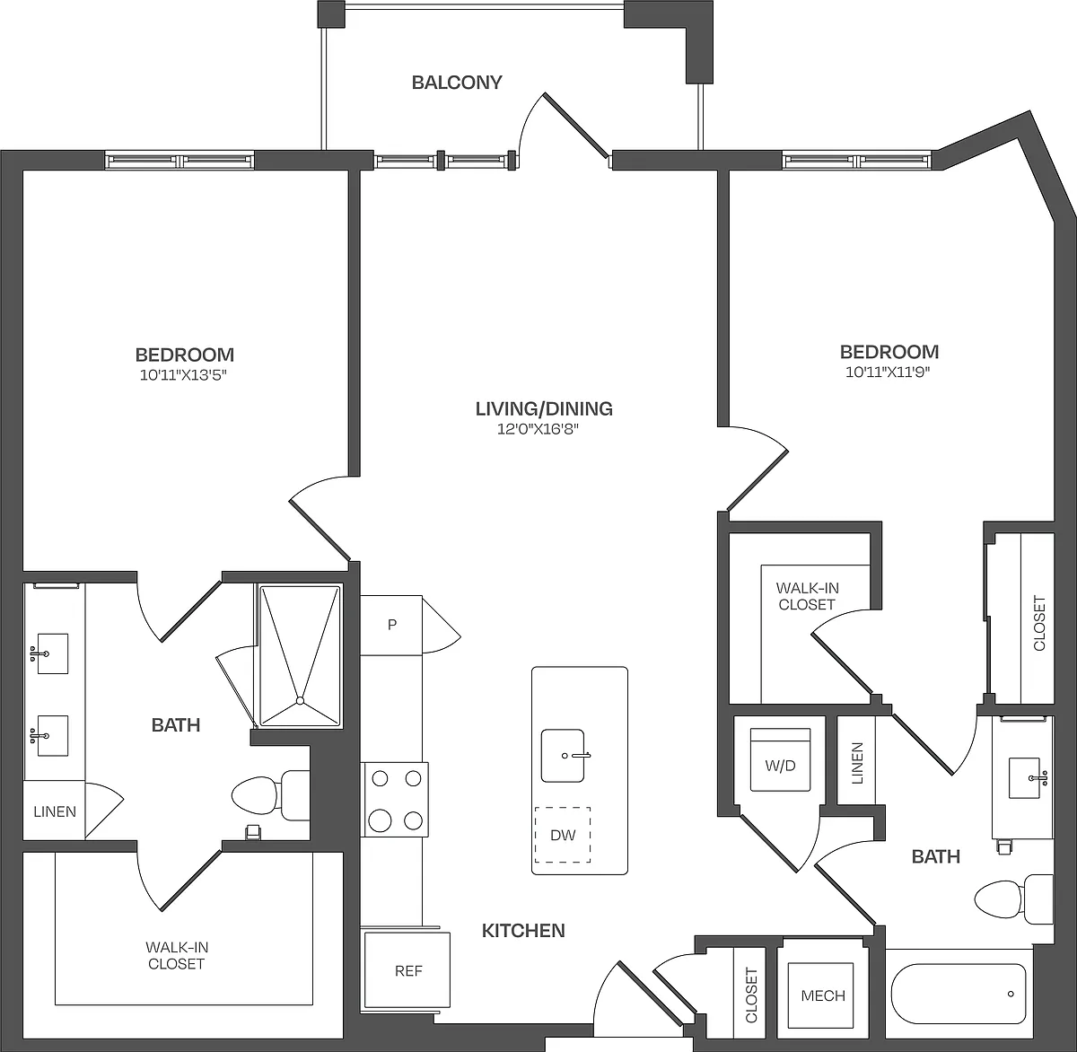 Floor plan 2 Bed/2 Bath-C25