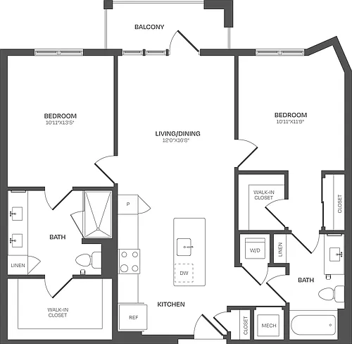 Floor plan 2 Bed/2 Bath-C25