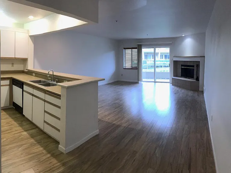 Kitchen and living/dining room.