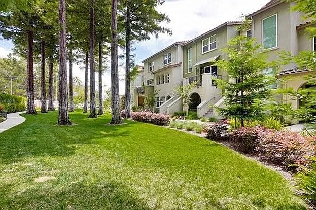 private grass area and tree grove for residents
